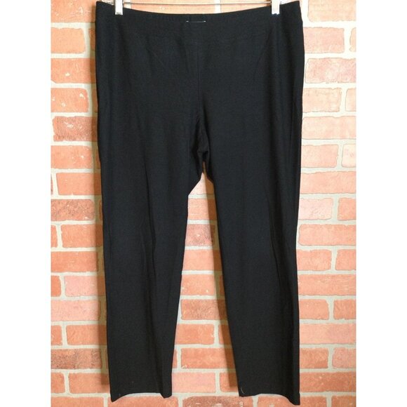 Eileen Fisher System Slim Ankle Pants Flat Front Stretch Pull-On Black Large - Picture 2 of 6